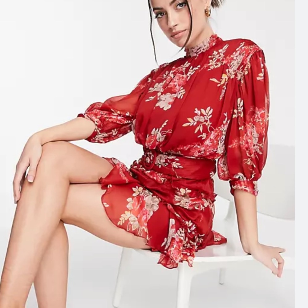 Asos red floral print dress perfect for Valentines Day!
